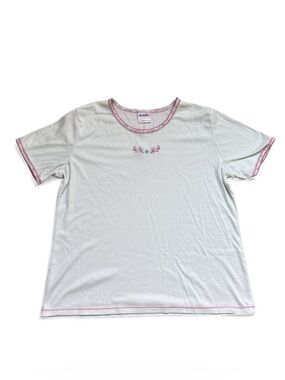 Vintage Y2K WonderBra Loungewear Top // Mint Green Floral Coquette Tee L